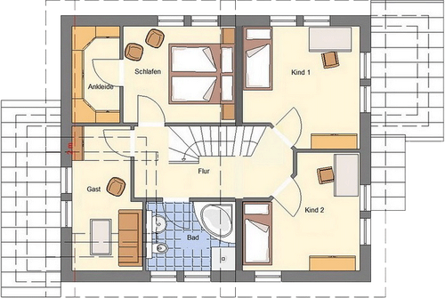EWA-Stadtvilla Hamburg 156qm Hausbau Berlin Brandenburg Magdeburg Grundriss Obergeschoss