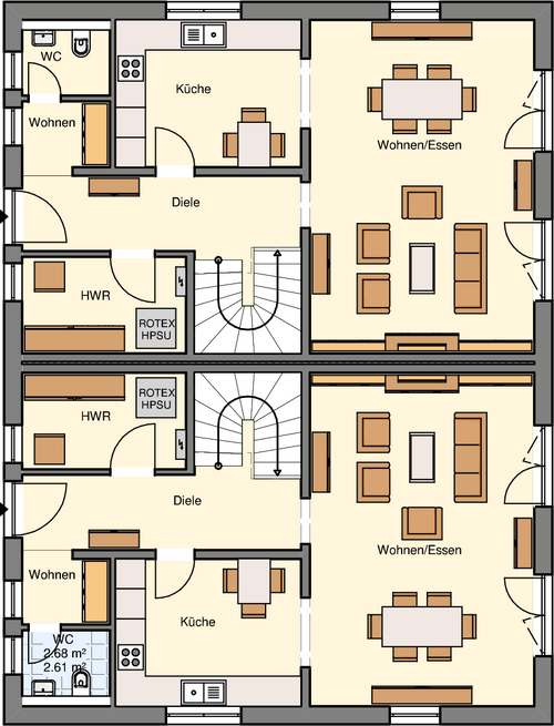 Doppelhaus-Werder 254qm Grundriss Erdgeschoss
