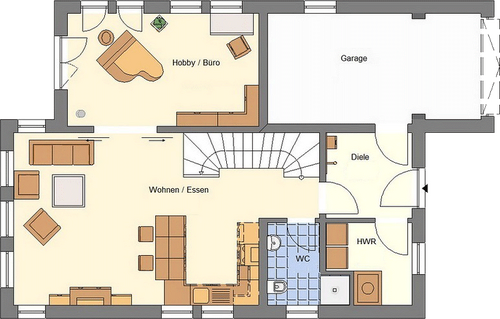 EWA-Stadtvilla Hamburg 156qm Hausbau Berlin Brandenburg Magdeburg Grundriss Erdgeschoss