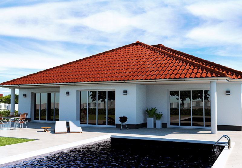 EWA-Bungalow Elbblick 157qm Massivhausbau Berlin Brandenburg Potsdam rotes Dach