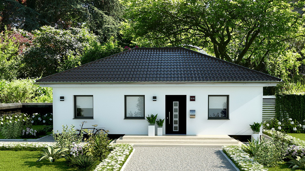 EWA-Bungalow Fehmarn 89qm Hausbau Berlin Brandenburg Magdeburg Vorderansicht