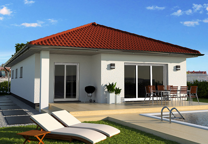 EWA-Bungalow Spreeblick 116qm Massivhausbau Leipzig Halle Wittenberg rotes Dach