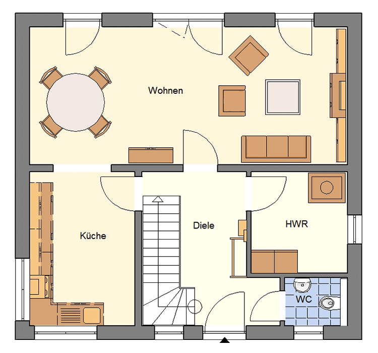 EWA Landhaus Fläming 119qm Hausbau Berlin Brandenburg Magdeburg Grundriss Erdgeschoss