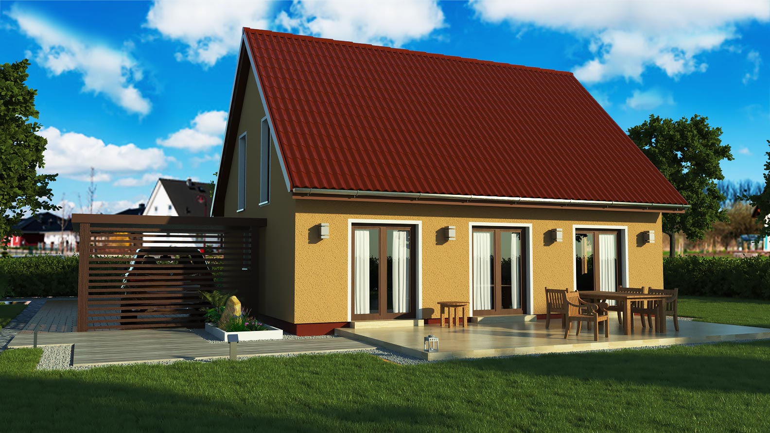 EWA-Landhaus Friesland 152qm Massivhausbau Leipzig Halle Wittenberg Rückansicht