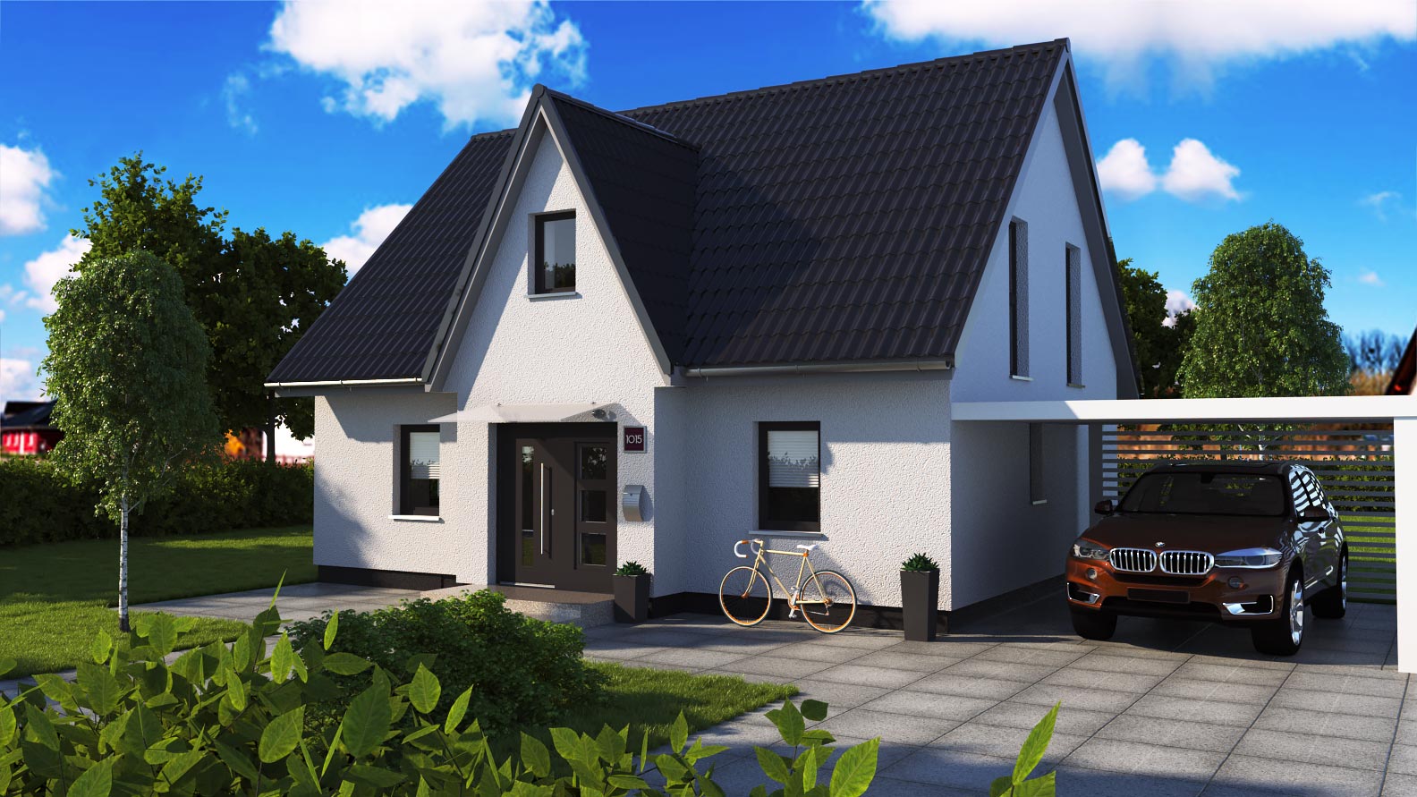 EWA-Landhaus Friesland 152qm Massivhausbau Leipzig Halle Wittenberg Vorderansicht