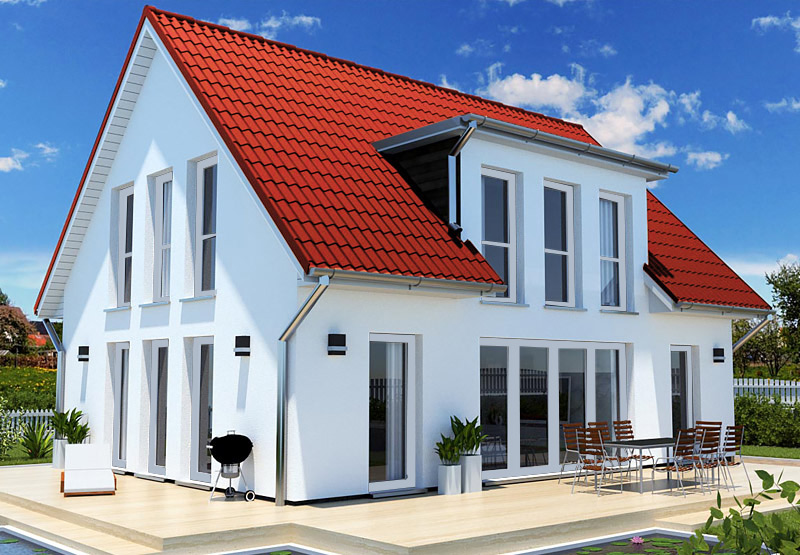 EWA-Landhaus Schönwalde 143qm Hausbau Berlin Brandenburg Potsdam rotes Dach