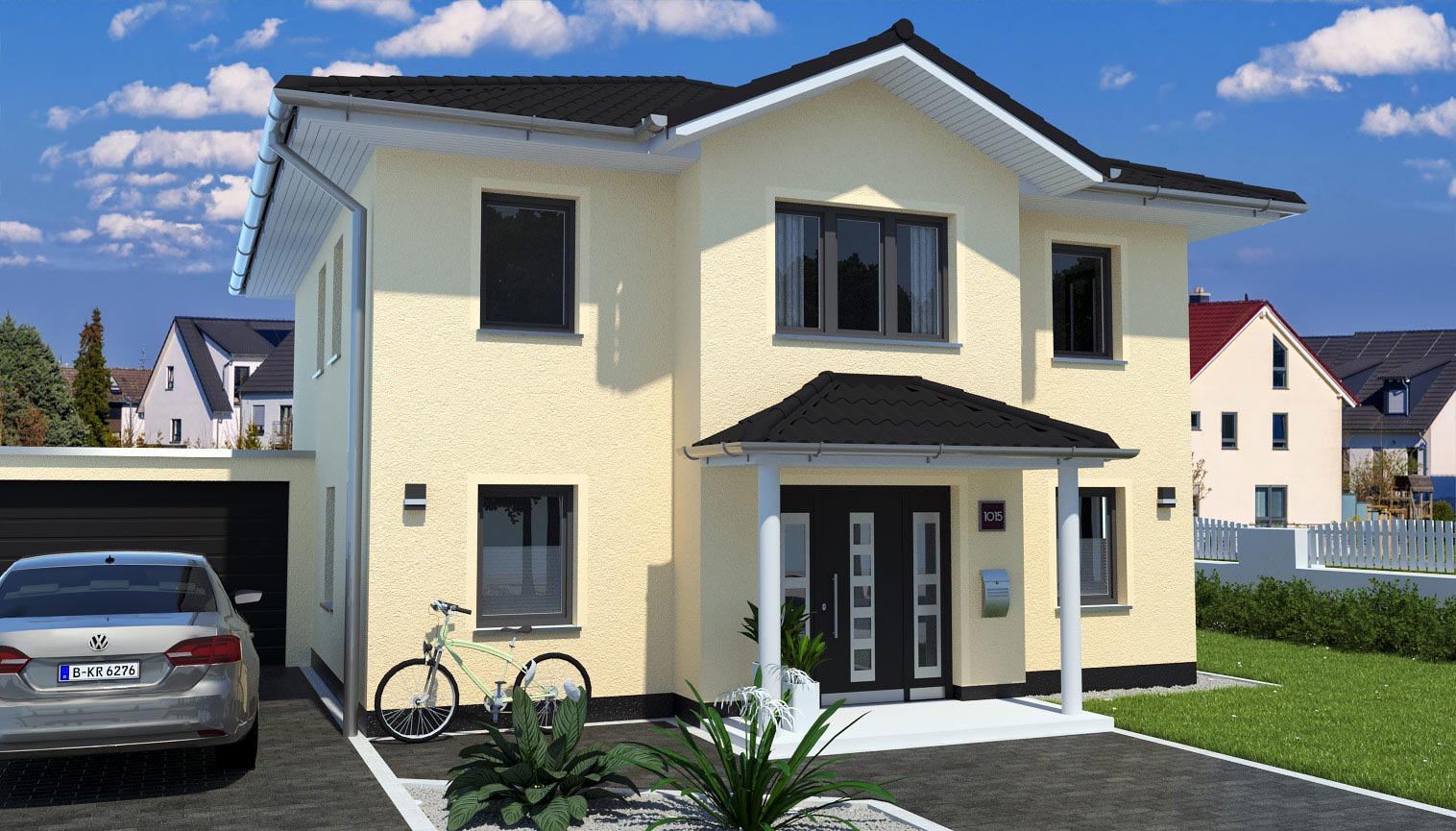 EWA-Stadtvilla-Berlin-158qm-Hausbau-Berlin-Brandenburg-Magdeburg-Vorderansicht EWA-Stadtvilla Berlin 158qm Hausbau Berlin Brandenburg Magdeburg Vorderansicht