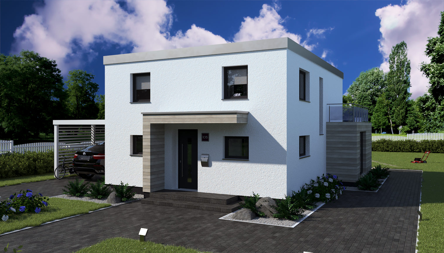 EWA-Stadtvilla-Halle-Kubus-164qm-Hausbau-Berlin-Brandenburg-Magdeburg-Vorderansicht EWA-Stadtvilla Halle Kubus 164qm Hausbau Berlin Brandenburg Magdeburg Vorderansicht