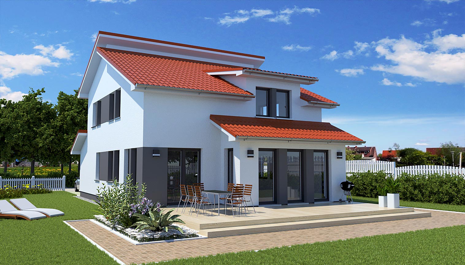 EWA-Stadtvilla Hamburg 156qm Hausbau Berlin Brandenburg Magdeburg Rückansicht