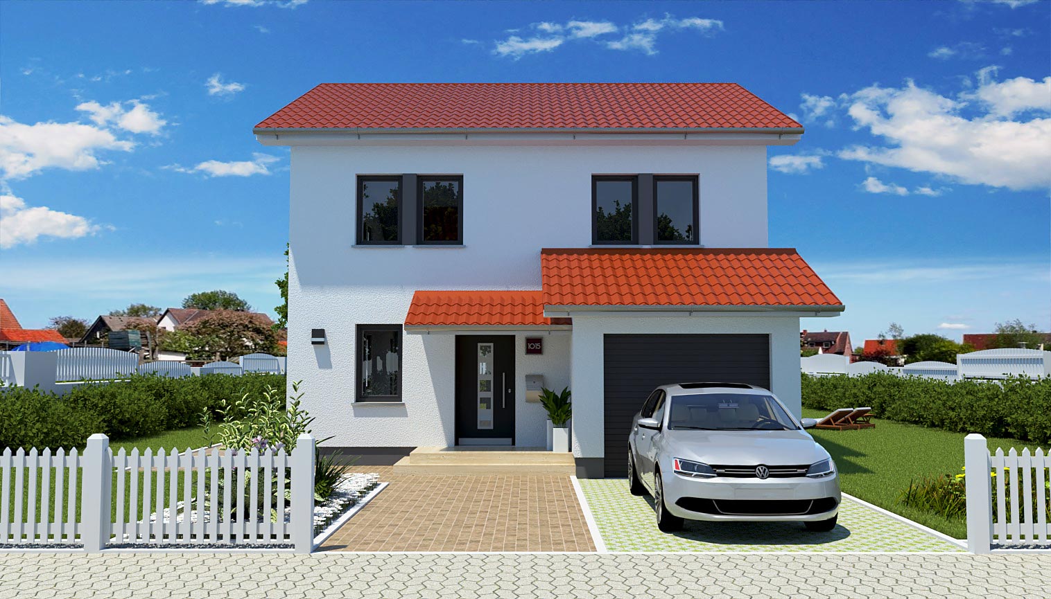 EWA-Stadtvilla Hamburg 156qm Hausbau Berlin Brandenburg Magdeburg Vorderansicht