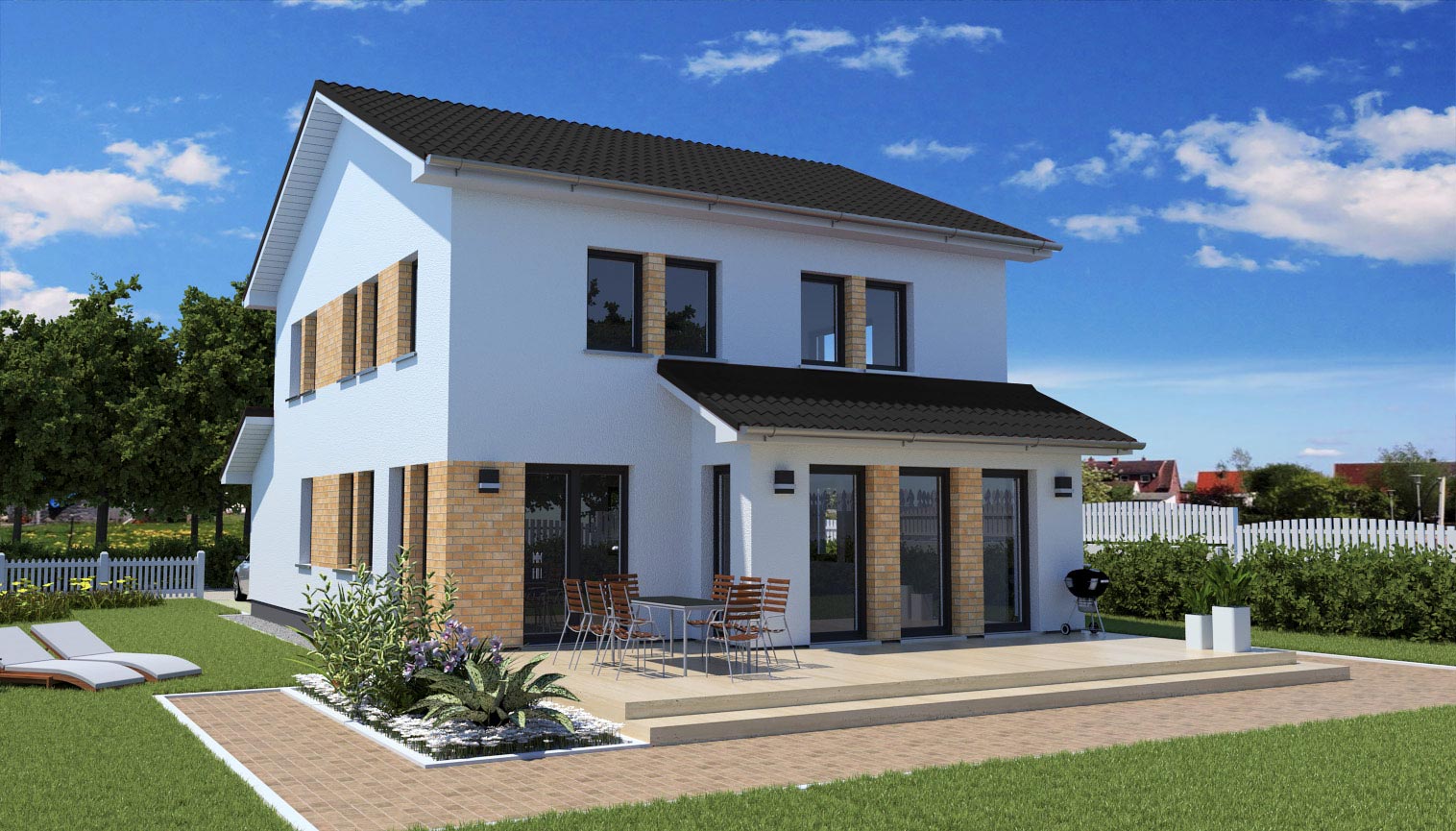 EWA-Stadtvilla Hamburg SD 156qm Hausbau Berlin Brandenburg Magdeburg Rückseite