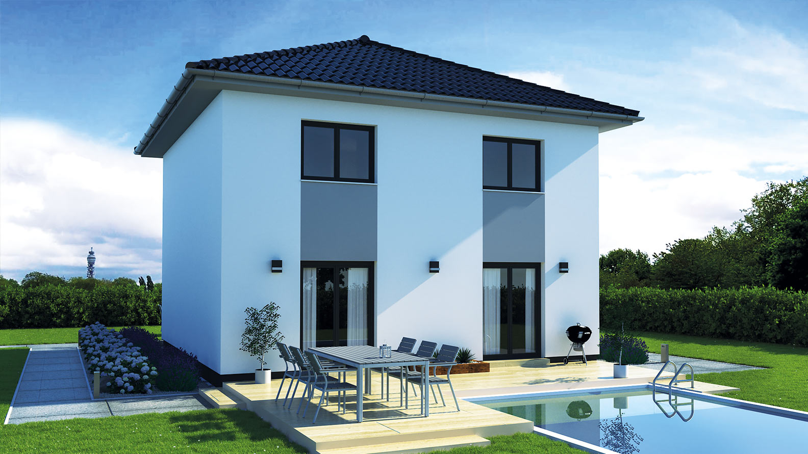 EWA-Stadtvilla-Leipzig-126qm-Massivhausbau-Leipzig-Halle-Wittenberg-Rückansicht EWA-Stadtvilla Leipzig 126qm Massivhausbau Leipzig Halle Wittenberg Rückansicht