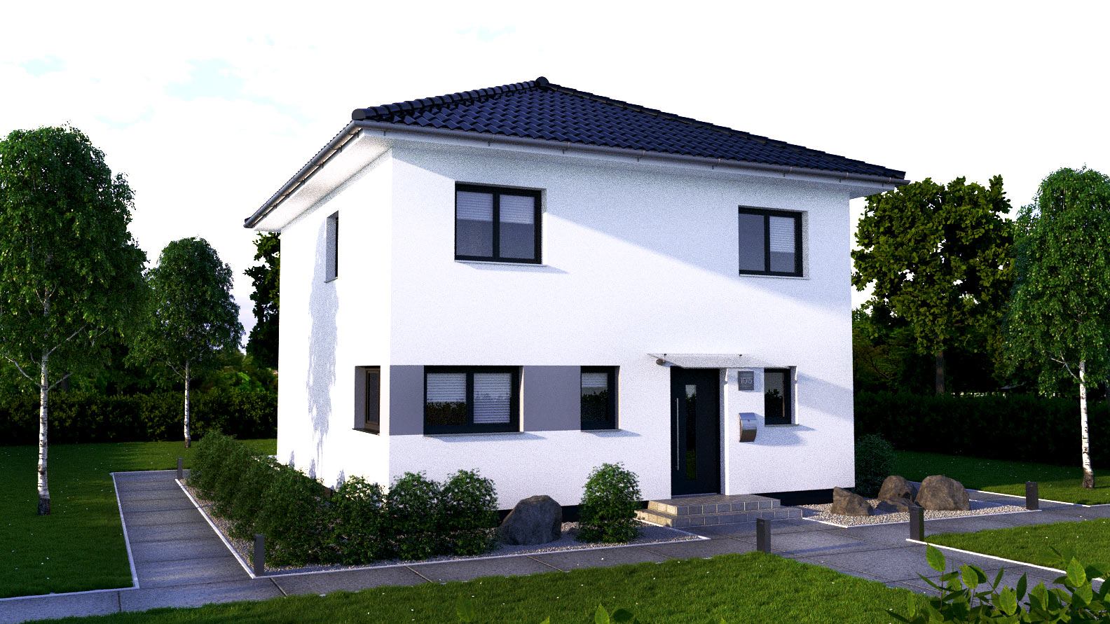 EWA-Stadtvilla-Leipzig-126qm-Massivhausbau-Leipzig-Halle-Wittenberg-Vorderansicht EWA-Stadtvilla Leipzig 126qm Massivhausbau Leipzig Halle Wittenberg Vorderansicht