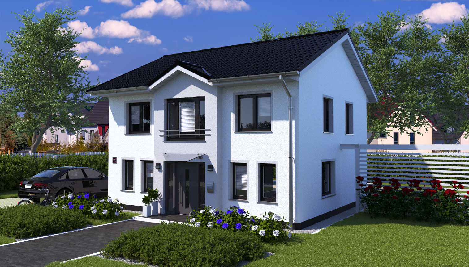 EWA-Stadtvilla-Lichterfelde-SD-163qm-Massivhausbau-Leipzig-Halle-Wittenberg-Vorderansicht EWA-Stadtvilla Lichterfelde SD 163qm Massivhausbau Leipzig Halle Wittenberg Vorderansicht