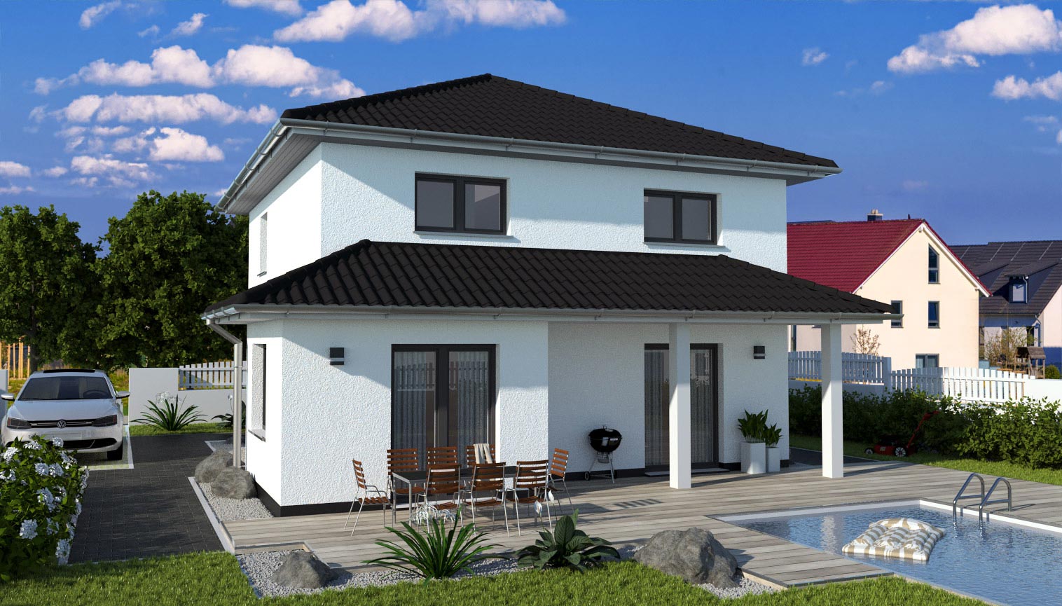 EWA-Stadtvilla-Toskana-136qm-Hausbau-Berlin-Brandenburg-Potsdam-Rückansicht EWA-Stadtvilla Toskana 136qm Hausbau Berlin Brandenburg Potsdam Rückansicht